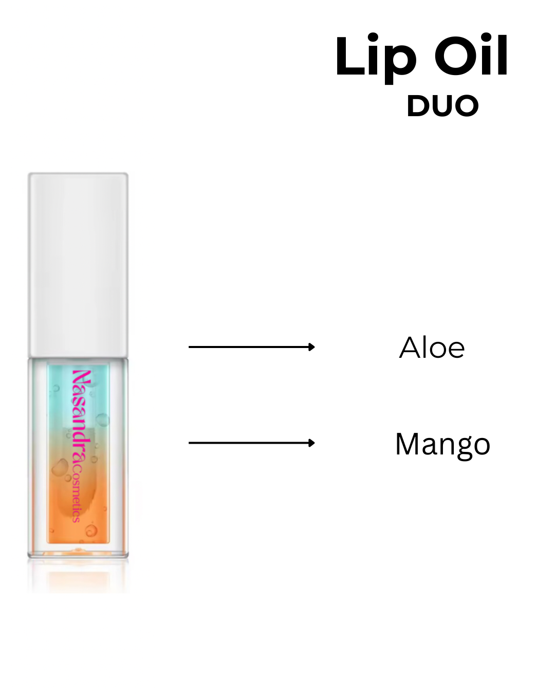 Nasandracosmetics Hydrating Lip Oil Duo | Aloe & Mango refreshing oil, glossy finish and non sticky
