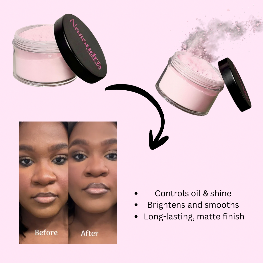 Nasandracosmetics Pink Setting Powder Oil Control, Brighten & Smooth Perfection All day wear Airbrushed Matte Finish