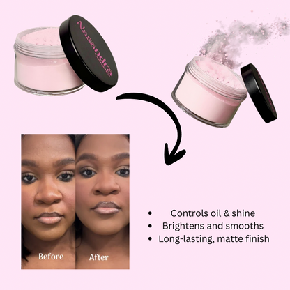 Nasandracosmetics Pink Setting Powder Oil Control, Brighten & Smooth Perfection All day wear Airbrushed Matte Finish