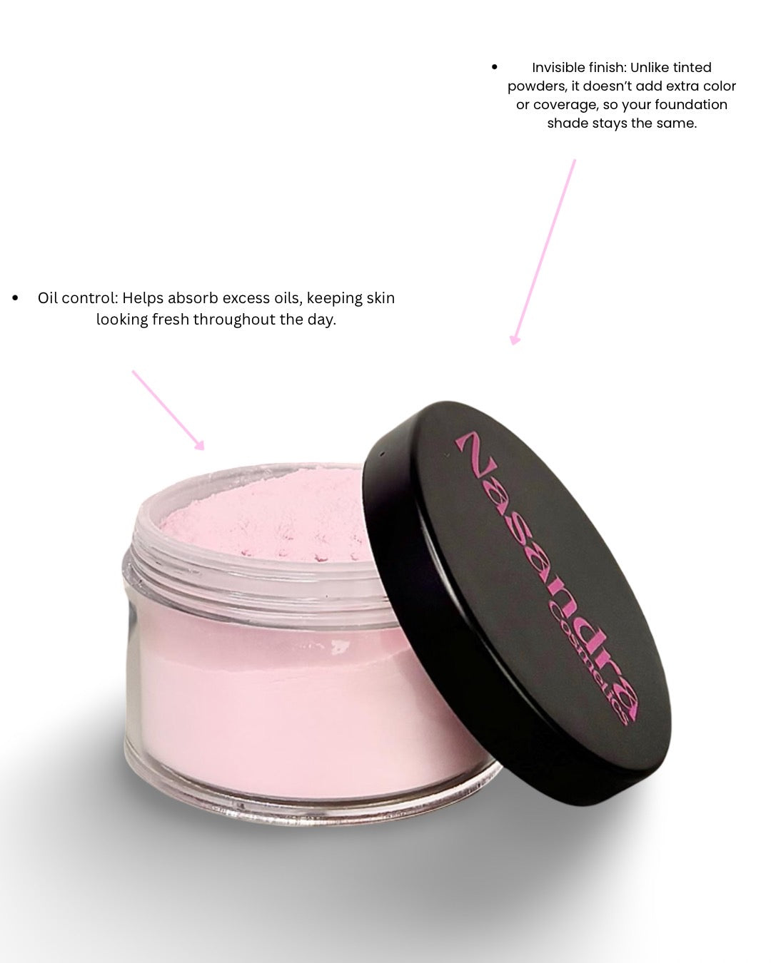 Nasandracosmetics Pink Setting Powder Oil Control, Brighten & Smooth Perfection All day wear Airbrushed Matte Finish
